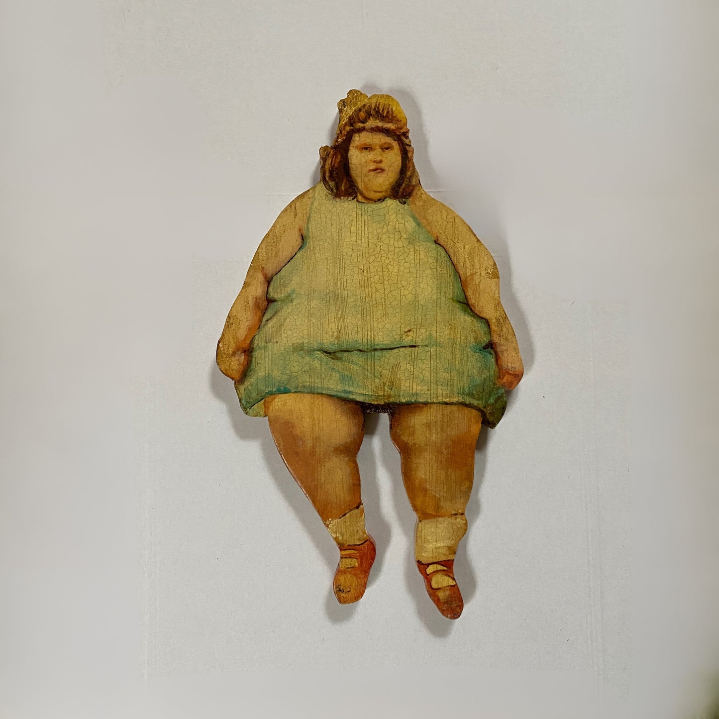 Diane Twinkle Toes original oil painting on wood, circus-inspired outsider art from 1910s-20s era with dual perspectives.