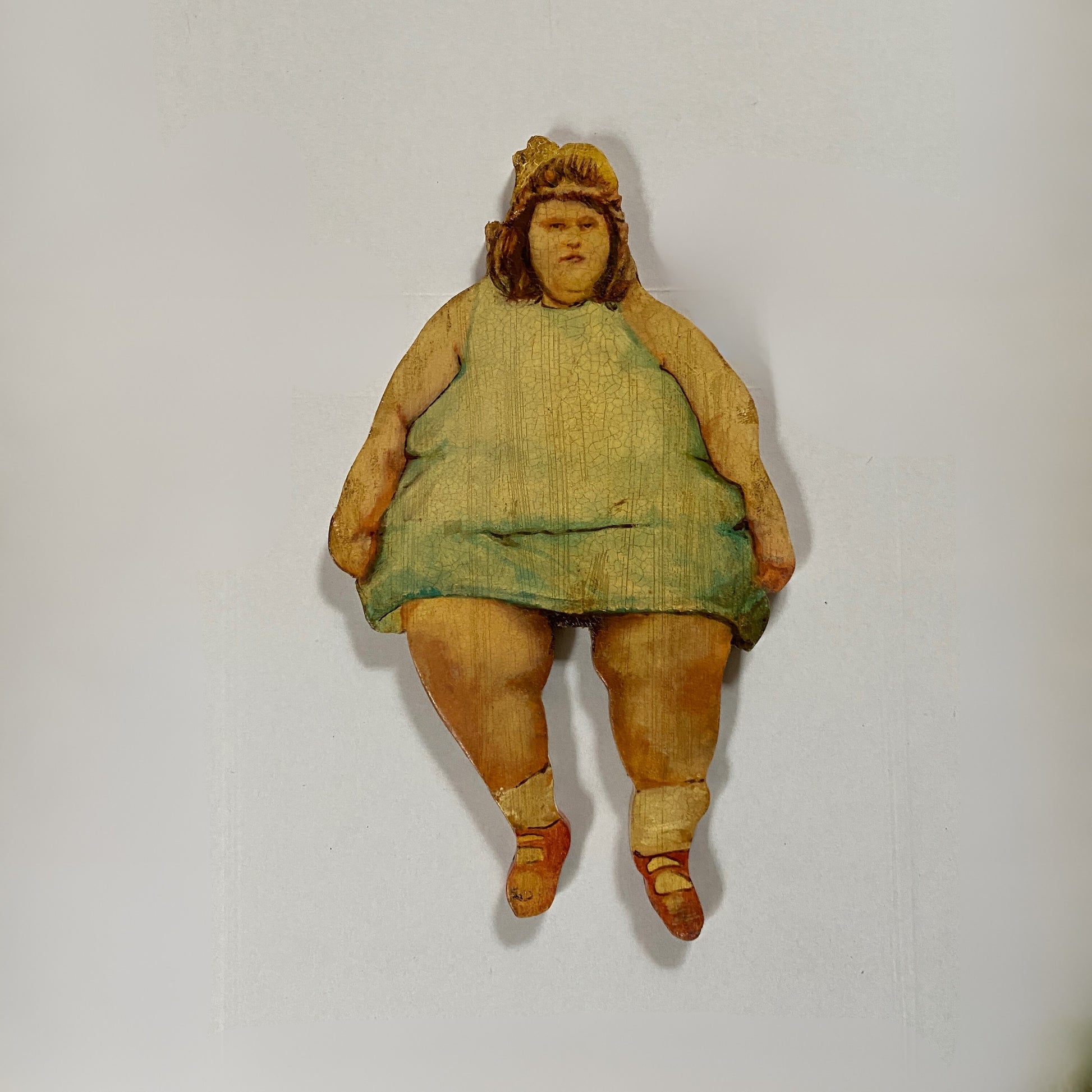 Diane Twinkle Toes original oil painting on wood, circus-inspired outsider art from 1910s-20s era with dual perspectives.