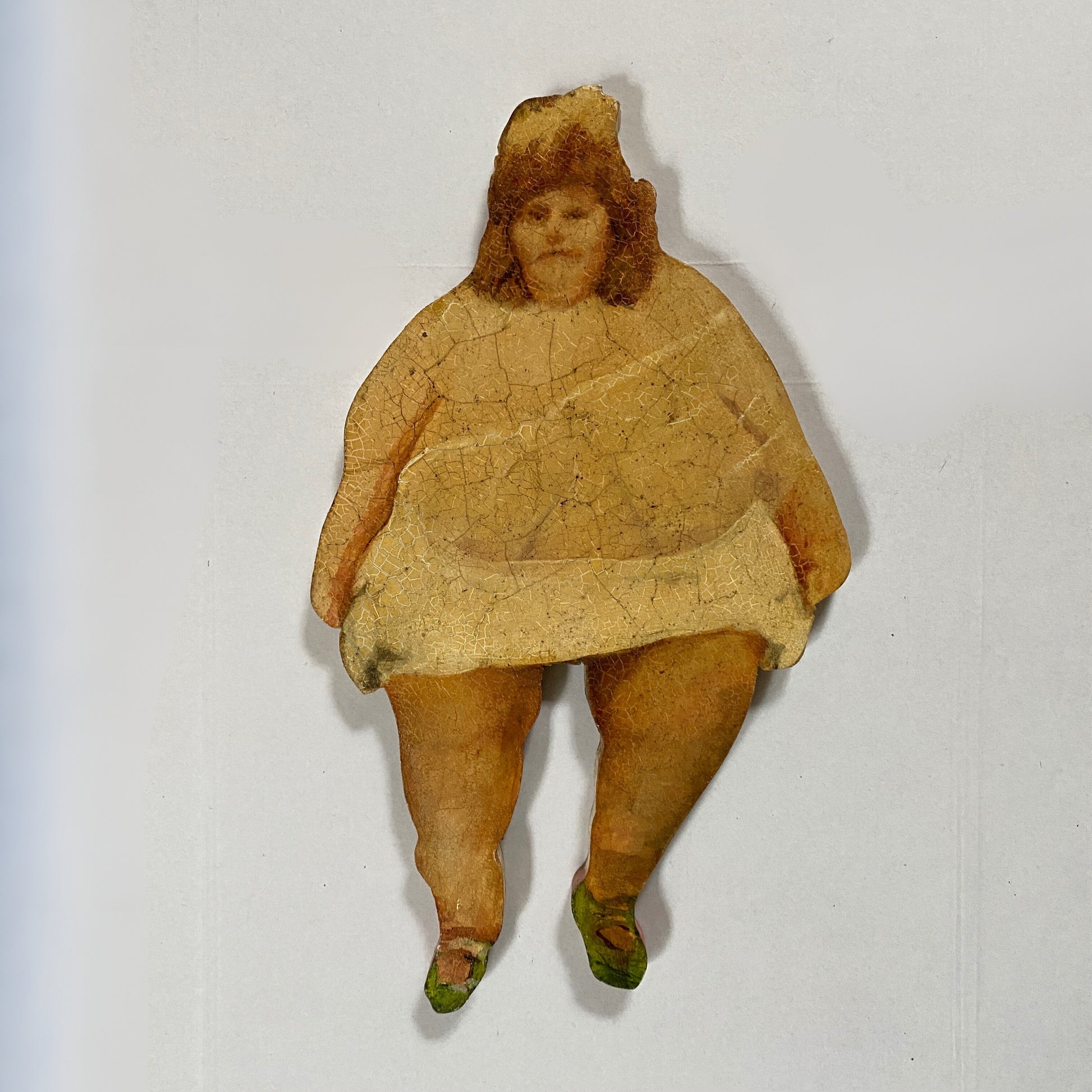 Diane Twinkle Toes original oil painting on wood, circus-inspired outsider art from 1910s-20s era with dual perspectives